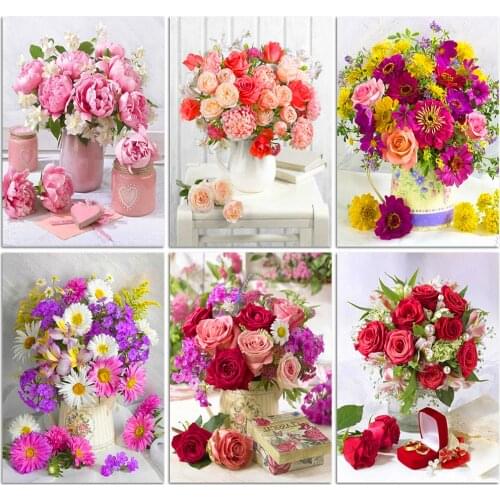 QIZITENG 5D Diy Diamond Painting Flower Landscape Full Square/Round Mosaic Embroidery Painting Diamond Artist Home Decoration