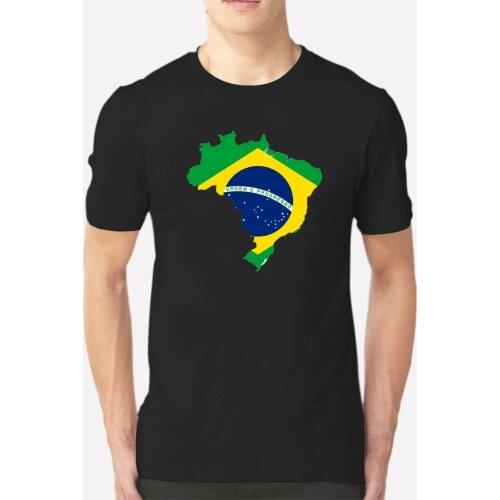 Brazil Flag Brazilian Football Mens Black T-Shirt Custom Cotton S-3XL SHIRT