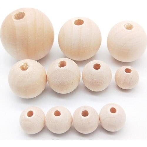 DIY 10-100PCS Natural Ball Round Spacer Wooden Beads Eco-Friendly Natural Color Wood Beads Lead-Free Wooden Balls Perle En Bois