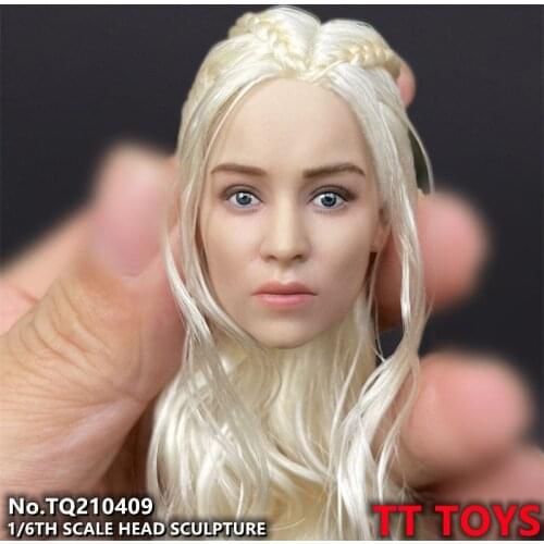 Pre- Sale TT TOYS 1/6 Scale Soldier Emilia Dragon Mother Daenerys Hair Transplant Female Head Sculpture Improved Version
