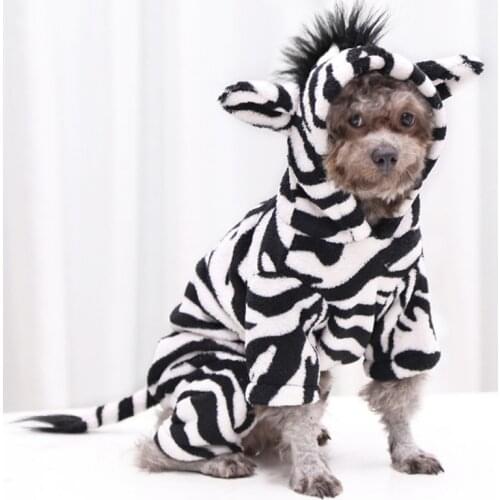 Zebra Design Pet Puppy Coat Apparel Outfit Cotton Clothes Dog Cat Hoodie Fancy Costume
