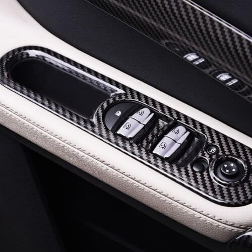 For MINI COOPER F54F55F56F60 Real Carbon Fiber Interior Modification Decoration Window Lifter Panel Cover Sticker