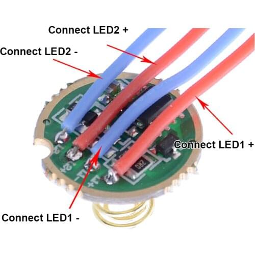 Flashlight driver 2.7-4.5V 20mm 2*LED 2 way Output 1A 4 modes driver diy circuit board Drive for 3.7V Li-ion battery flashlight