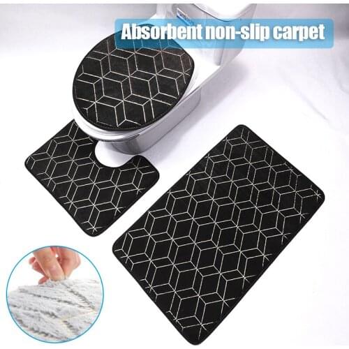 HOT Polyester Geometric Carpet Suit with Three-Spieces Absorption Non-Slip Comfortable Safe for Bathroom Kitchen