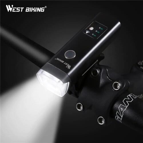 WEST BIKING Cycling Intelligent Light Sensitive Light USB Rechargeable Waterproof Front Lamps Handlebar Flashlight Bicycle Light