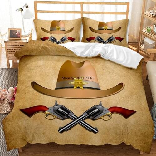 Wild West Cowboy Printed Duvet Cover 2-3pcs Quilt Cover Bedding Set Queen King Comforter Cover Single Double Bedclothes