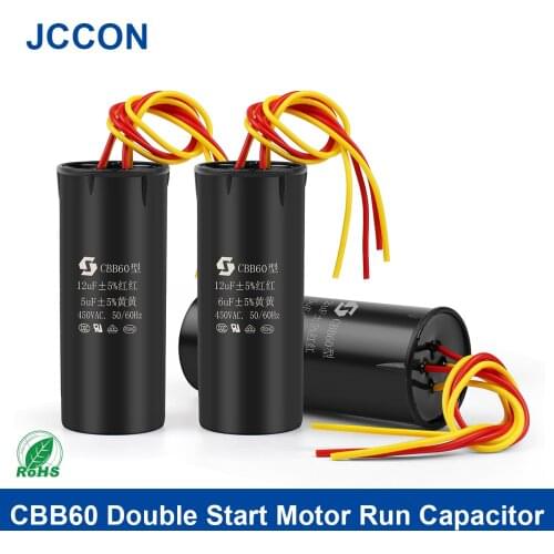 2Pcs CBB60 Double Start Capacitor Motor Run Capacitor For Washing Machine 6UF+4UF 10UF+4UF 10UF+5UF 12UF+5UF
