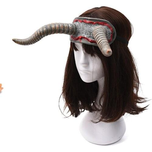 Cosplay Flowers Hair Accessories Punk Gothic Horn Headband Devil Floral Horns Headpieces Halloween Skull Veil Headdress