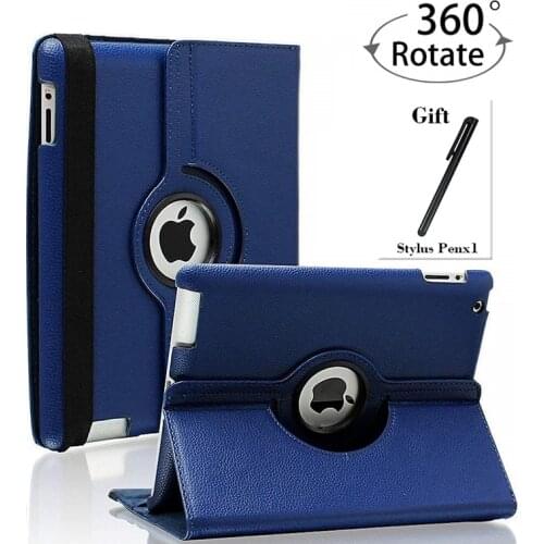 360 Degrees Rotating Stand Leather Case for Ipad 2, iPad 3, iPad 4, Model A1395/A1396/A1397/A1403/A1416/A1430/A1458/A1459/A1460