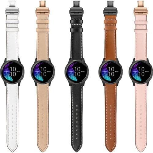 Butterfly buckle Leather Band for Garmin Venu GarminActive Watch Strap for GarminMove 3 Luxe Style Quick Release 22mm 20mm bands
