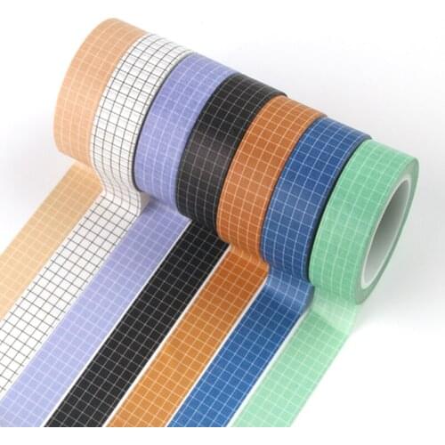10M Black and White Grid Washi Tape Japanese Paper DIY Planner Masking Tape Adhesive Tapes Stickers Decorative Stationery