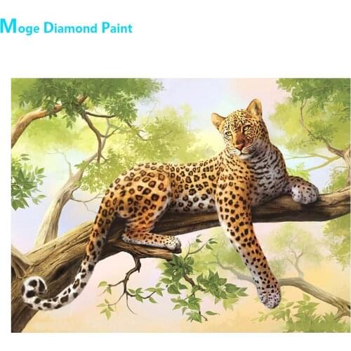 Leopards on Tree Trunks Diamond Painting Round Full Drill Nouveaute DIY Mosaic Embroidery 5D Cross Stitch Animal Pattern