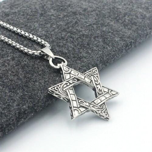 Hot-selling alloy six-pointed star pendant necklace 3.0MM stainless steel six-pointed star necklace sweater chain jewelry MN037