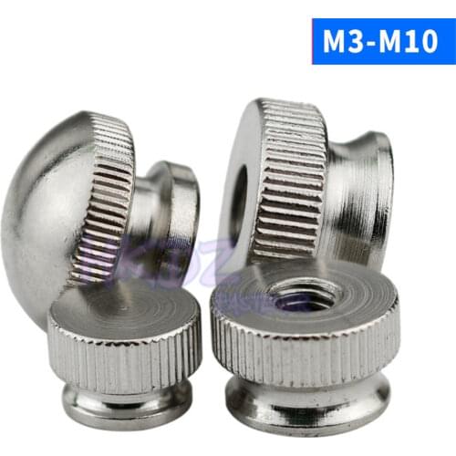 5pcs/lot M3/M4/M5/M6/M8 Through/Blind Hole Thumb Nut Carbon Steel Nickel Plated Knurled Nut Cap