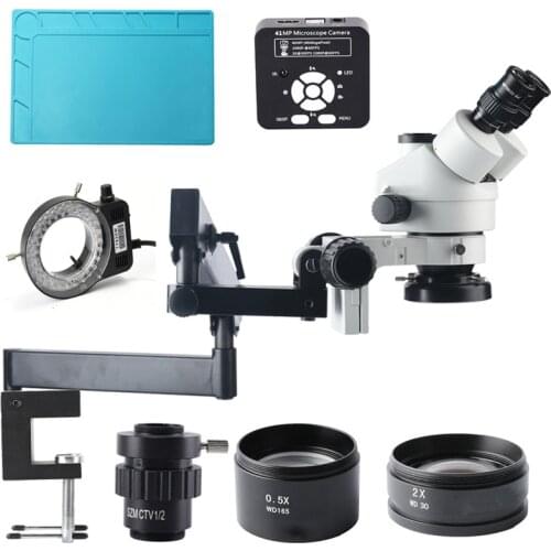 HAYEAR 41MP Microscope Camera 3.5X - 90X Simul-Focal Stereo Microscope with Heavy Duty Universal Arm Clamp 56 LED Ring Light