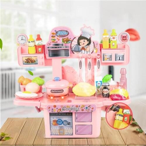 35cm Kitchen Toy Miniature Mini Plastic Food Girl Kids Cutting Vegetables Fruits Cooking House Set Toy For Children Gift