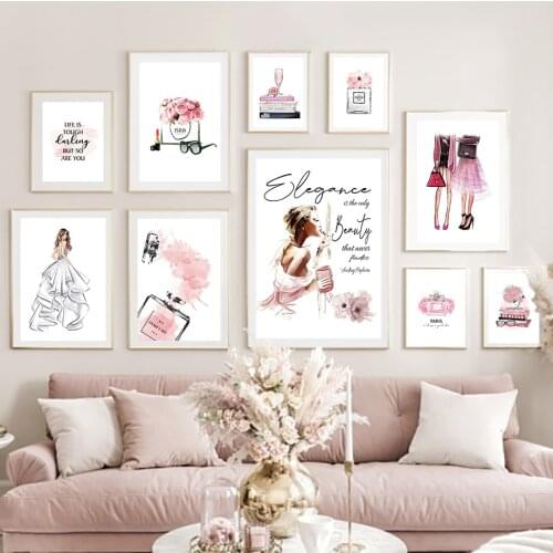 Fashion Art Poster Makeup Perfume Canvas Picture Teen Girl Room Decor Painting Interior Decoration Wall Art Frameless