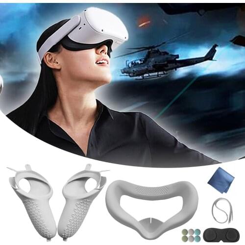 Soft Silicone Eye Mask Cover VR Lens Anti Scratch Case For Oculus Quest 2 VR Controller Protective Cover With Wrist Strap