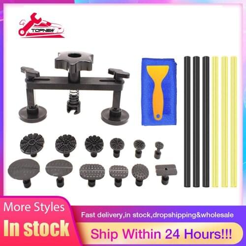 Dent Repair Puller Kit Paintless Aluminum Pulling Bridge With 12 Glue Tabs Dent Remover Auto Pull Hammer Repairing Tools