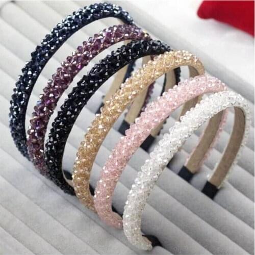 2020 New Handmade Crystal Beaded Headbands For Women Luxury Korean Rhinestone Hair Band Head Jewelry Band Girl Bijoux Gift