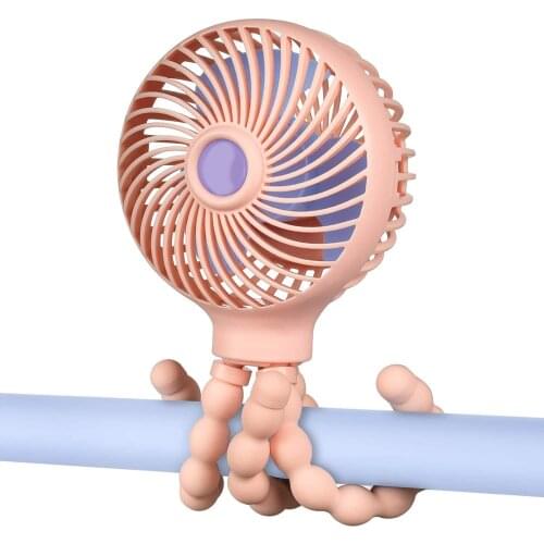 USB Mini Handheld Stroller Fan 2600mAh Personal Portable Car Seat Baby Fan with Flexible Tripod Fix on Stroller/Student Bed