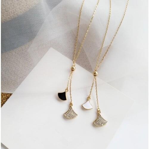 Simple Ginkgo Leaf Pendant Necklace Female Fashion Jewelry Hight Quality Crystal Thin Chain Choker Necklace Jewelry Gifts