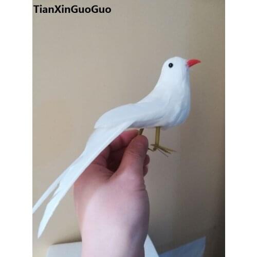 About 22cm white feathers bird ,Handmade model stage prop,home garden decoration toy gift w0760