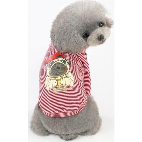 PUOUPUOU Striped Print Pet Dog Clothes Cartoon Dog Clothes for Small medium Dogs Coat Jacket Cotton Luxury Ropa Para Perro S-XXL