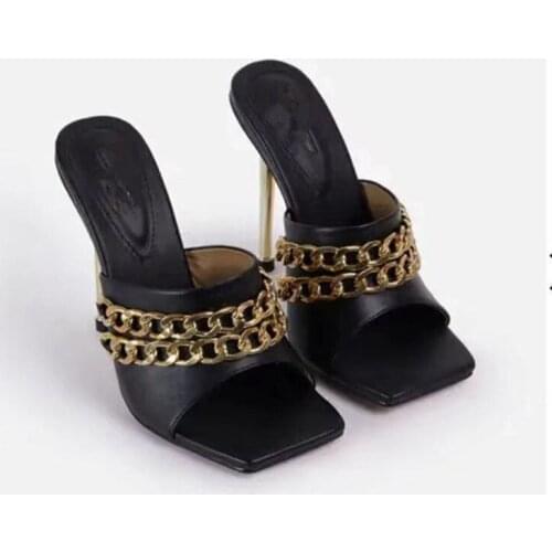 High Heel Sandals 2021 New Summer Ladies Sandals Super High Heels Ladies Slippers Fashion Chain Decorative Womens Shoes
