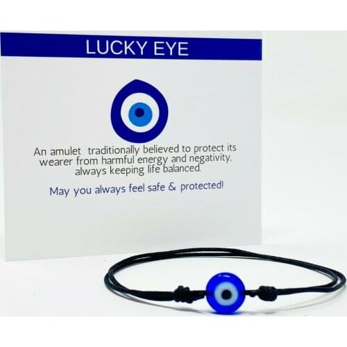 Blue Evil Eye Bracelet Black String Talisman Luck Protection Gift Men Women Good Luck Hamsa Bracelet