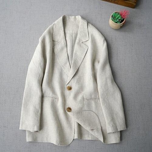 Special womens suit linen temperament suit thin coat 2021 new spring and autumn womens wear leisure blazer 0902-3