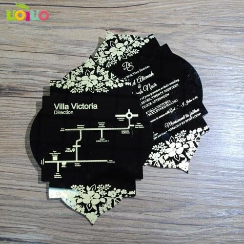 Super fancy elegant laser cut black acrylic wedding invitation card printing lace wholesale various colors acrylic cards