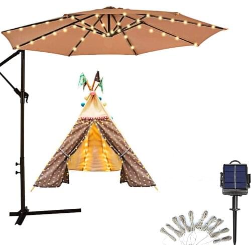 Umbrella Light Solar Light 104 LED String Light Outdoor Waterproof IP67 For Holiday Vacation Party Tent Dinner Seaside Decora