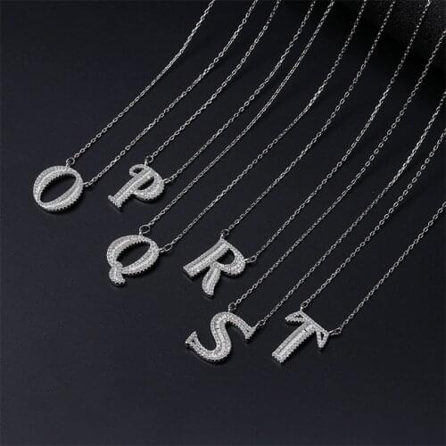 Yanleyu Original 925 Solid Silver O-T 26 Letters CZ Pendant for Women Cute Initials Name Necklace Fashion Party Jewelry PN067