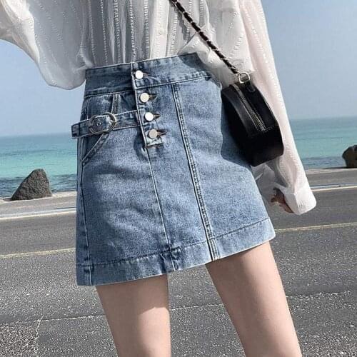 Woman Skirts Summer Denim Skirt Womens 2021 High Waist Skirt A- Line Skirt Mujer Faldas Saias Mulher
