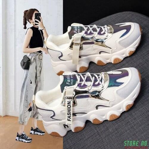 Womens shoes new breathable Korean sports shoes thick-soled student running womens shoes