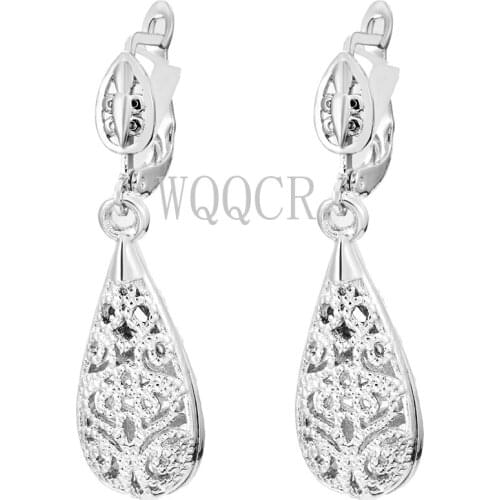 925 Sterling Silver Color Fashion Hollow Vintage Tricolor Selection Flowers Lady Cute Earrings Lady Jewelry Birthday Gift Cheap