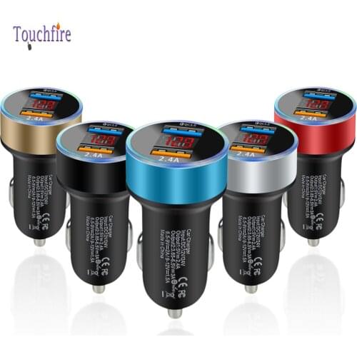 100Pcs/Lot QC3.0 2.4A 18W LCD Digital Display Dual USB Quick Car-Charger Universal LED Adapter for Mobile Phones Auto Tablet PC