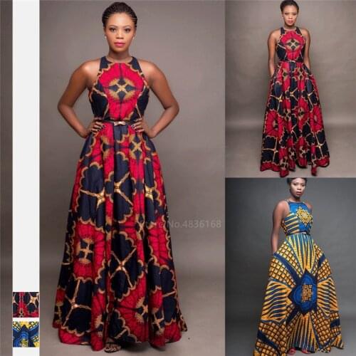 2021 Fashion Ladies African Clothes Round Neck Dashiki Maxi Dress Sleeveless Plus Size African Dresses for Women Robe Africaine