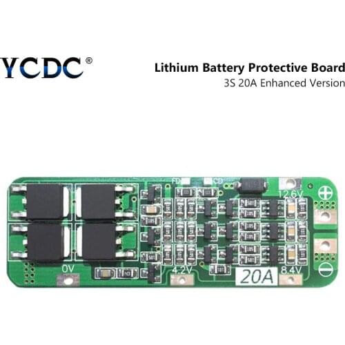3S 20A 12.6V 18650 Lithium Li Ion Battery Charge Protection Board/BMS PCB Board Enhanced Version Random Color Delivery