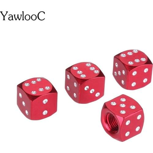 4pcs/lot Aluminium Dice Valve Caps Tire Air Valve Stem Caps For Car Trunk Motorcycle Bike Bicycle Wheel Car Styling