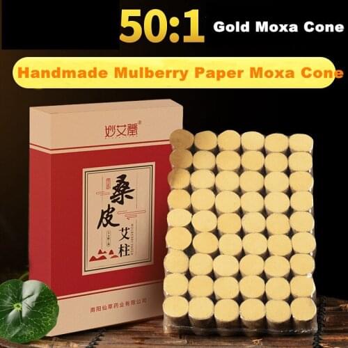 54Pcs/Box 18*27mm Moxa Rolls Mulberry Paper Gold Mugwort Chinese Moxibustion Therapy Heating Acupuntura 10 Years Artemisia