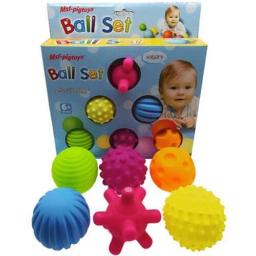 6pcs/set Baby Toy Ball Set Develop Babys Tactile Senses Toy Touch Hand Ball Toys Baby Training Ball Massage Soft Ball LA894335