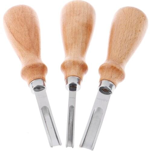 A4mm A6mm A8mm DIY Practical Leather Craft Edge Beveler Skiving Beveling Knife Cutting Hand Craft Tool with Wood Handle