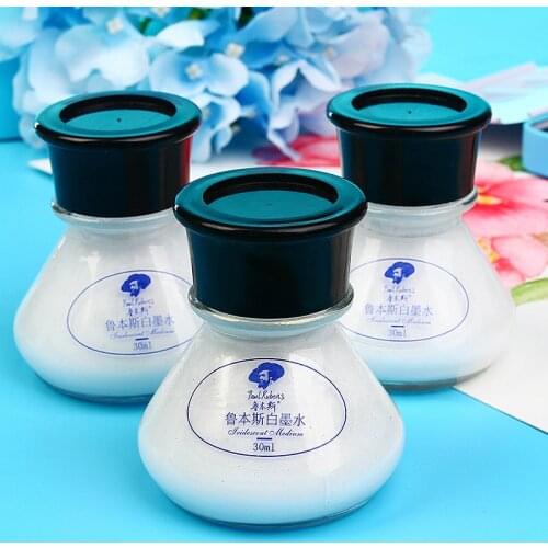 2 Bottles Paul Rubens Watercolor Pigment White Ink 30ML Professional Opaque and Quick-drying Cartoon Correction for Art Supplies
