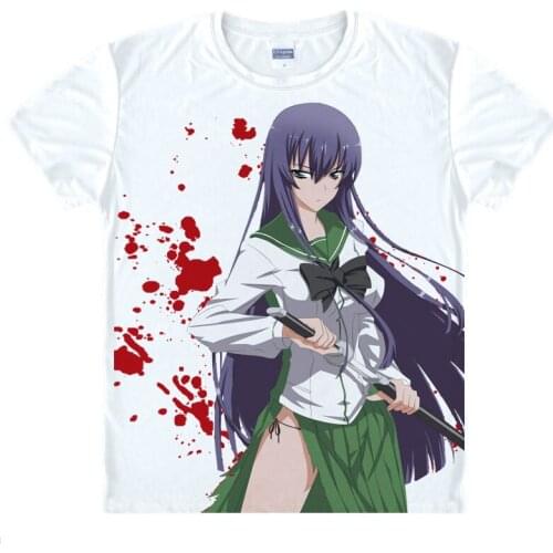 Anime HIGHSCHOOL OF THE DEAD Busujima Saeko T-Shirt Summer Tee Short Sleeve Tops Unisex Cosplay S-XXL