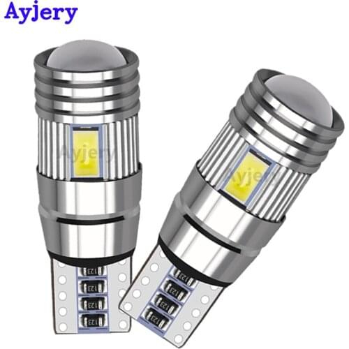 AYJERY 100PCS Car LED Bulb T10 W5W LED Signal Light Canbus 12V 6000K Auto Claerance Wedge Side Reverse Lamps 5630 6SMD No error