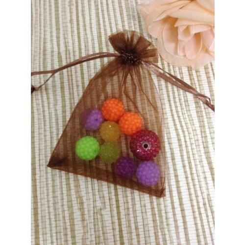 Free shipping 100pcs 9x12cm Coffee color Drawable Organza Bags Wedding Christmas Gift Packaging Bags Pouches