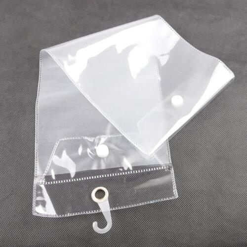 Freeshipping 20pcs/lot PVC Packaging Bag 12inch-26inch Transparent Plastic Hair Extension Packaging Bag with button and hook up