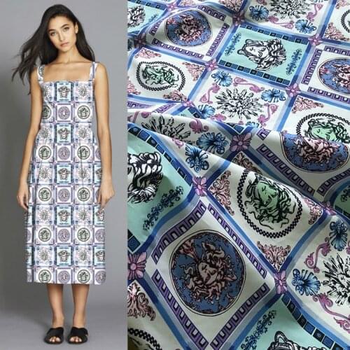Custom printed natural cotton poplin fabric cloth for sewing 145 cm width skirt garment dress fabric custom production wholesale